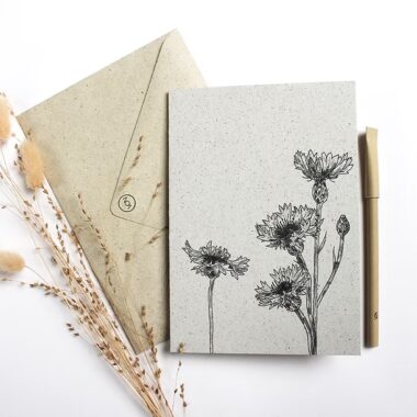 Graspapier Doppelkarte Kornblume