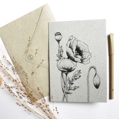 Graspapier Doppelkarte Mohn