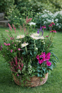 Blumen zum Trost bepflanzte Schale für Abdankung