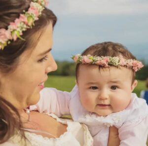 Taufe Haarkranz abgestimmt Mama und Kind