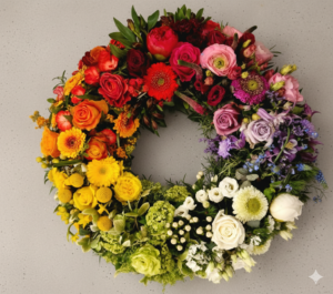 Blumen zum Trost Trauerkranz Regenbogen