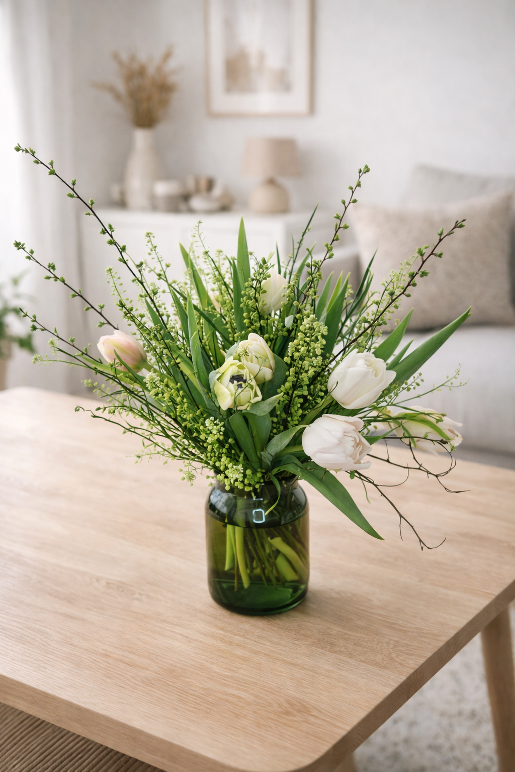 tulpenstrauss weiss wohnzimmer